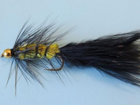 Bead Head Yellow and Black Woolly Bugger